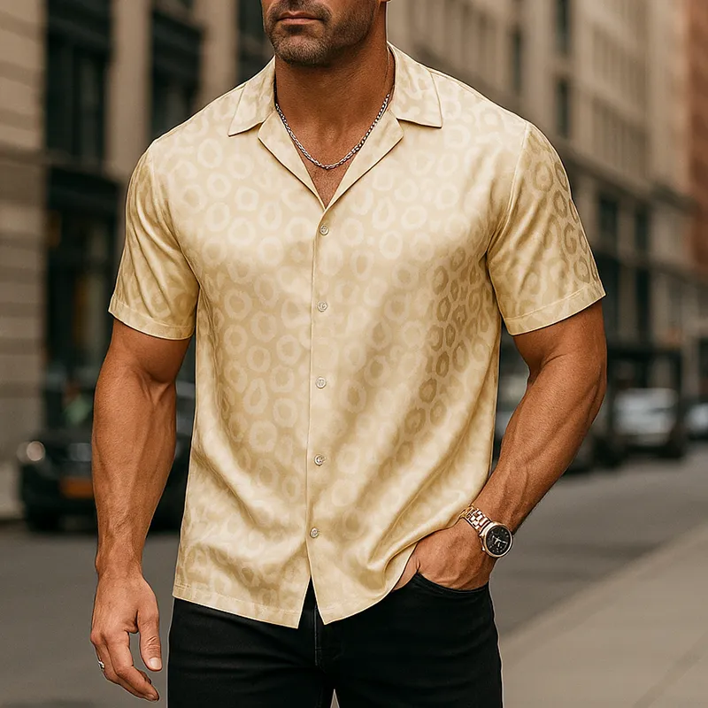 Men's Summer Fashion Leopard Print Satin Short Sleeve Shirt MTA1019F5P sold by Manly product image thumbnail 3