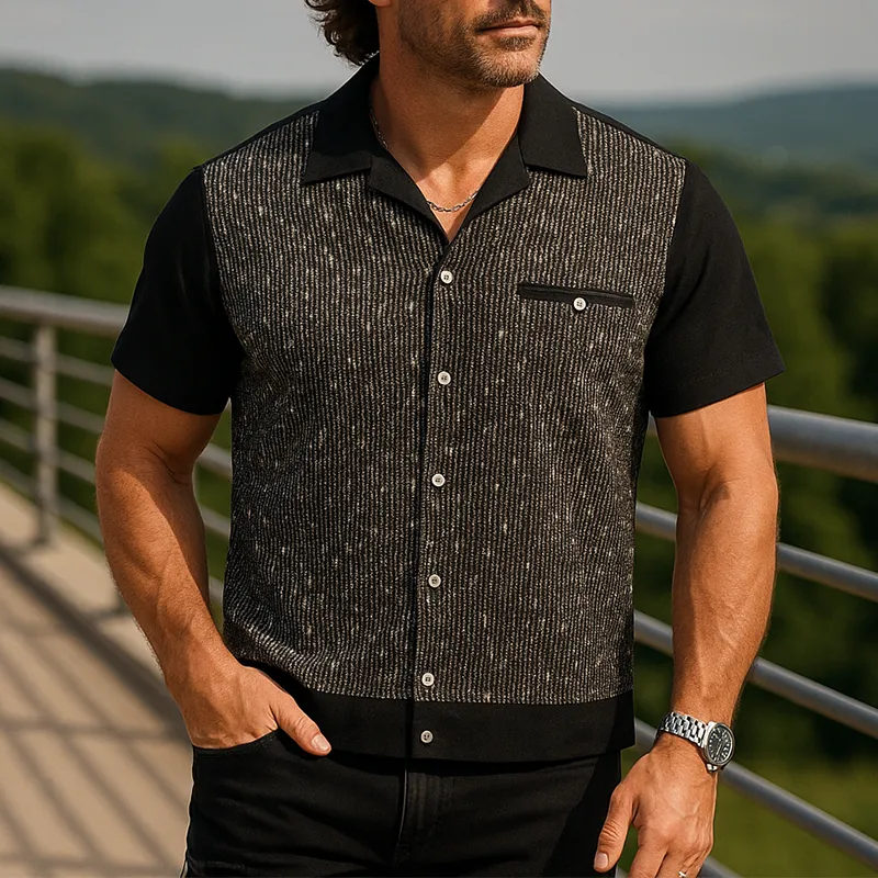 Men's Summer Fashion Textured Fabric Short Sleeve Shirt MTA1079F9P sold by Manly product image thumbnail 2