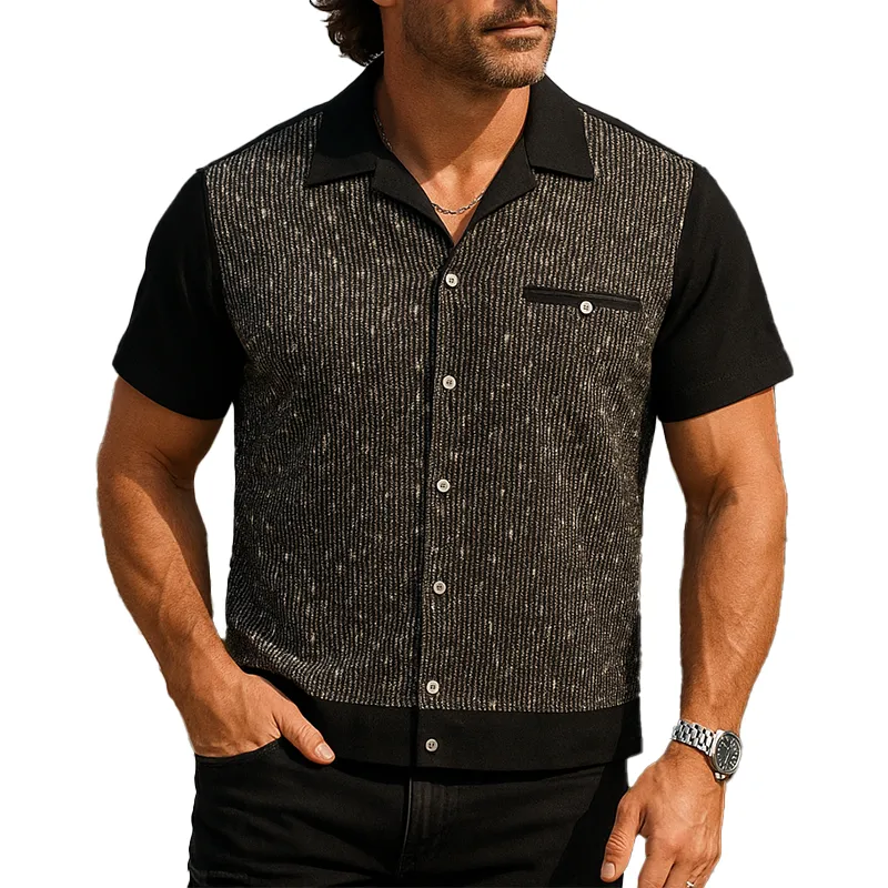 Men's Summer Fashion Textured Fabric Short Sleeve Shirt MTA1079F9P sold by Manly