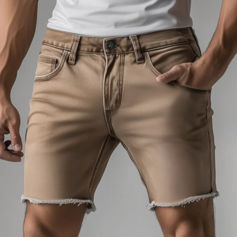 Men's Casual Outdoor Washed Distressed Raw Edge Slim Fit Denim Shorts MTA0954F8M sold by Manly product image thumbnail 2