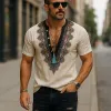 Men's Summer Fashion Embroidery Slub Linen Short Sleeve Shirt MTA1356F2P sold by Manly