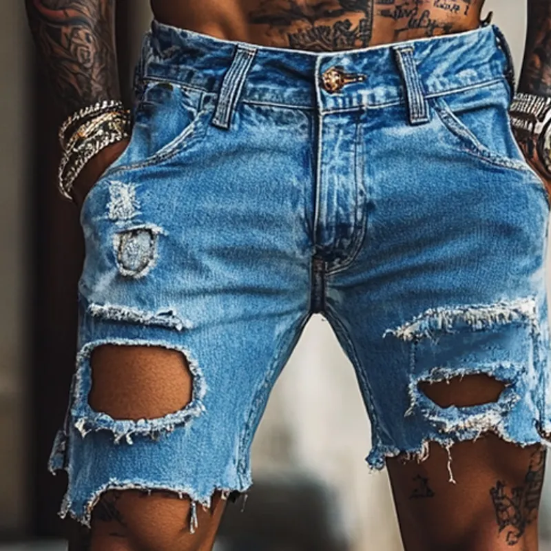 Men's Vintage Distressed Denim Shorts MTA1272F6X sold by Manly product image thumbnail 3