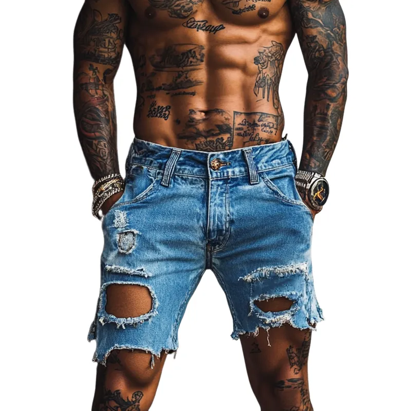 Men's Vintage Distressed Denim Shorts MTA1272F6X sold by Manly
