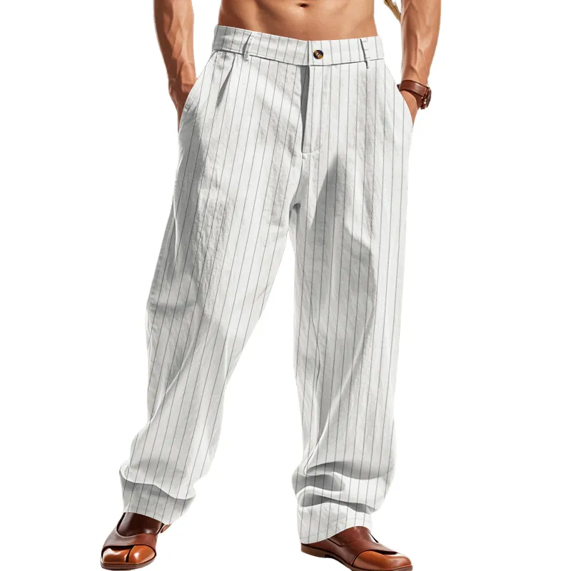 Men's Casual Striped Straight Loose Casual Pants MTA1321F1X sold by Manly