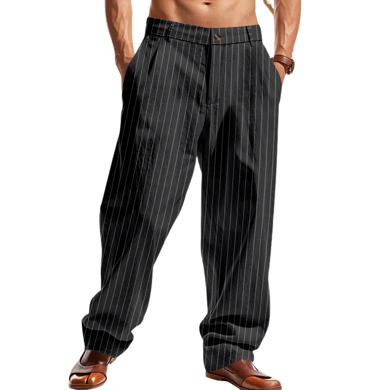 Men's Casual Striped Straight Loose Casual Pants MTA1321F1X sold by Manly product image thumbnail 4