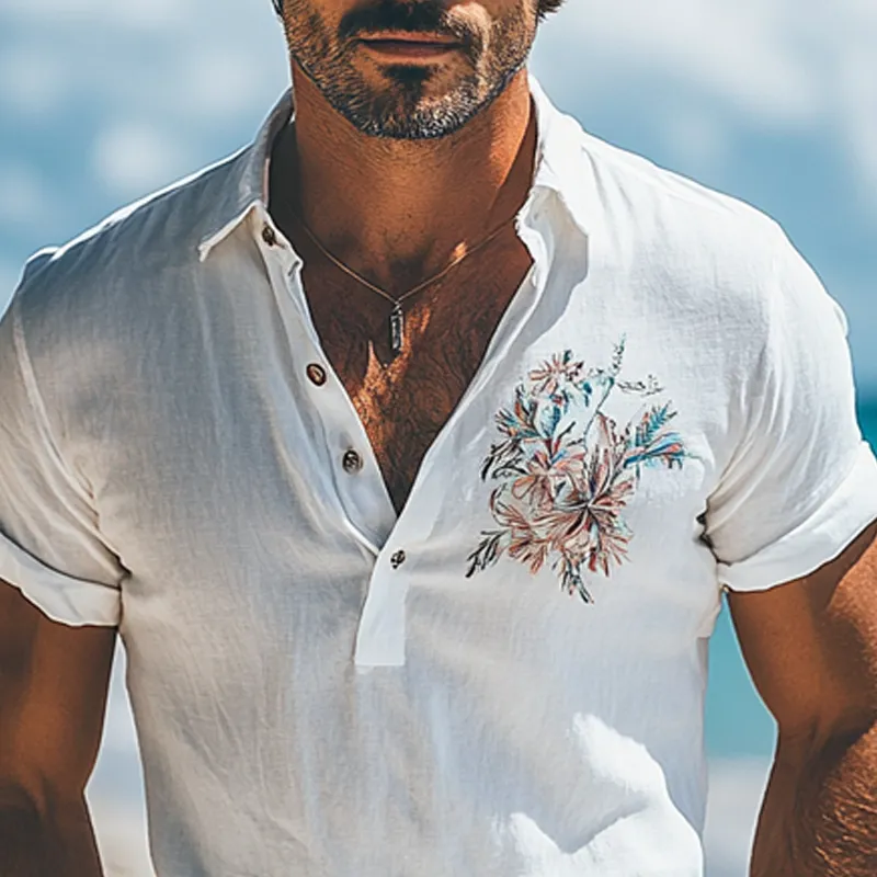 Men's Cotton Blend Embroidered Short-Sleeved Polo Shirt MTA1397F8X sold by Manly product image thumbnail 4