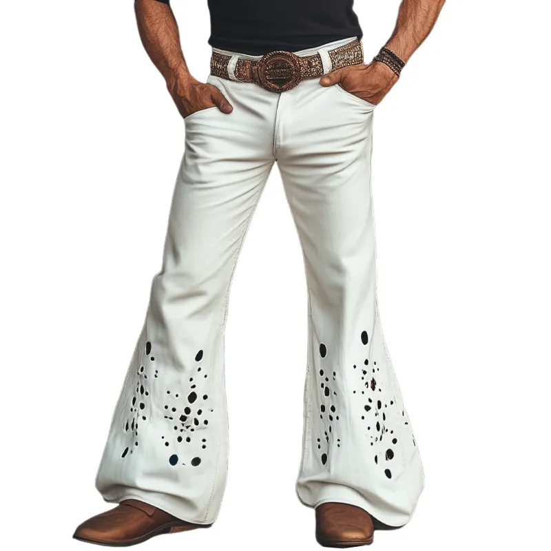 Men's Western Cowboy Style Ripped Flared Pants MTA1279F6U sold by Manly