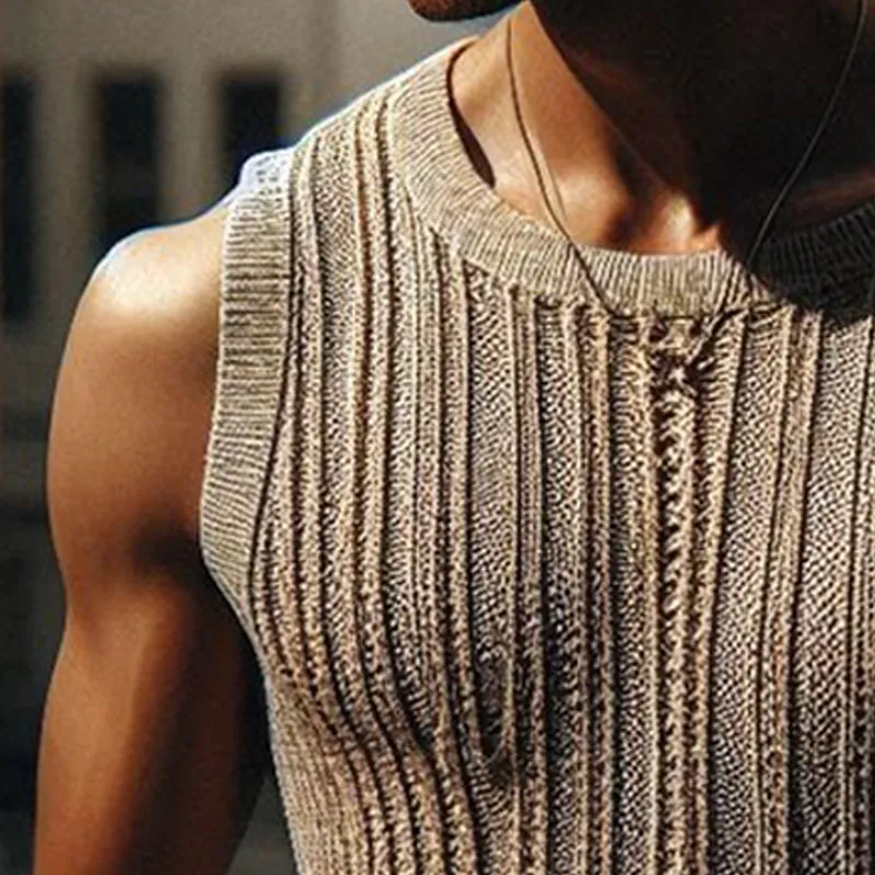 Men's Summer Basic Knitted Striped Tank Top MTA1335F8U sold by Manly product image thumbnail 3