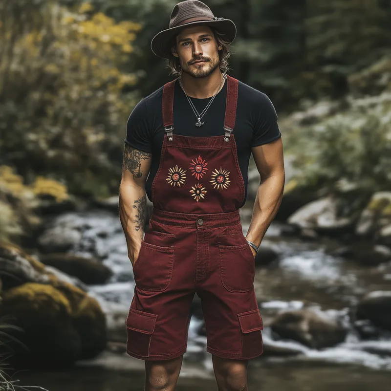 Men's Summer Classic Vintage Embroidered Denim Overalls MTA1247F4U sold by Manly product image thumbnail 3