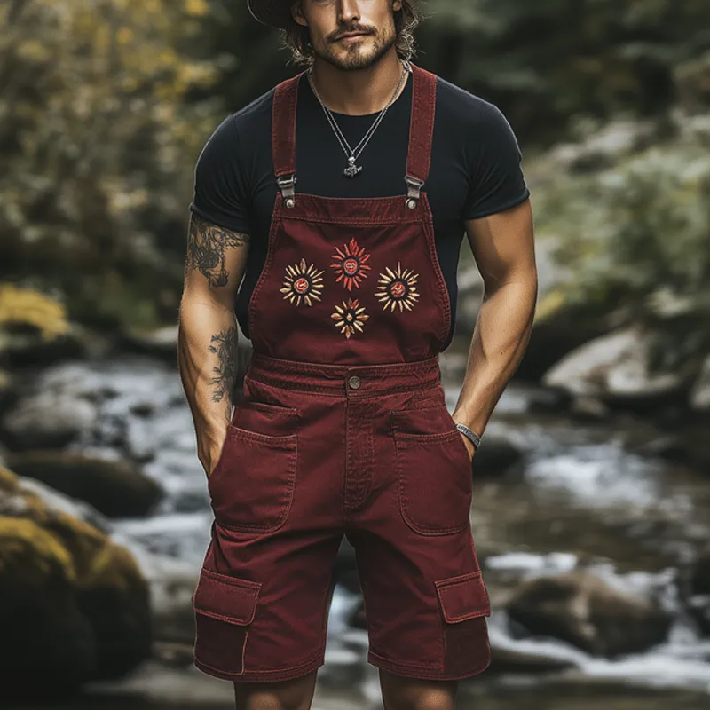 Men's Summer Classic Vintage Embroidered Denim Overalls MTA1247F4U sold by Manly product image thumbnail 2