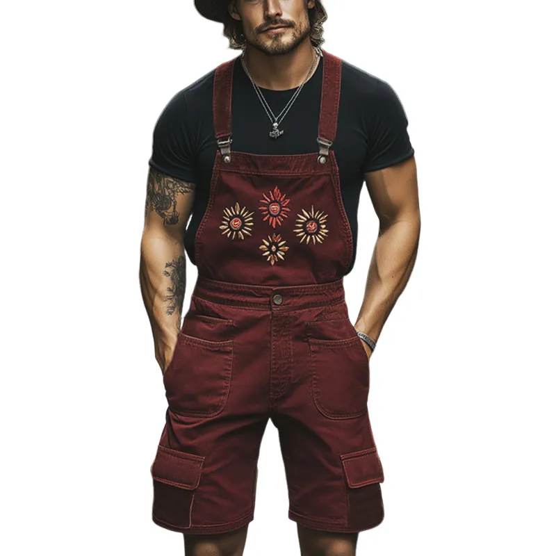Men's Summer Classic Vintage Embroidered Denim Overalls MTA1247F4U sold by Manly