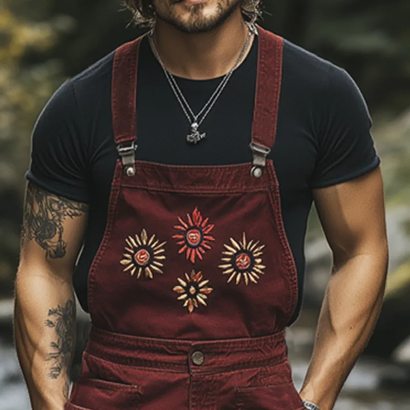 Men's Summer Classic Vintage Embroidered Denim Overalls MTA1247F4U sold by Manly product image thumbnail 4