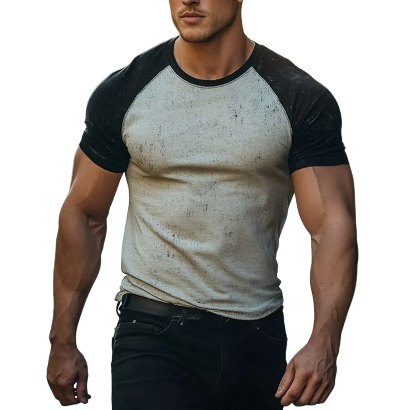 Men's Colorblock Round Neck Short Sleeve T-shirt MTA1297F2Z sold by Manly