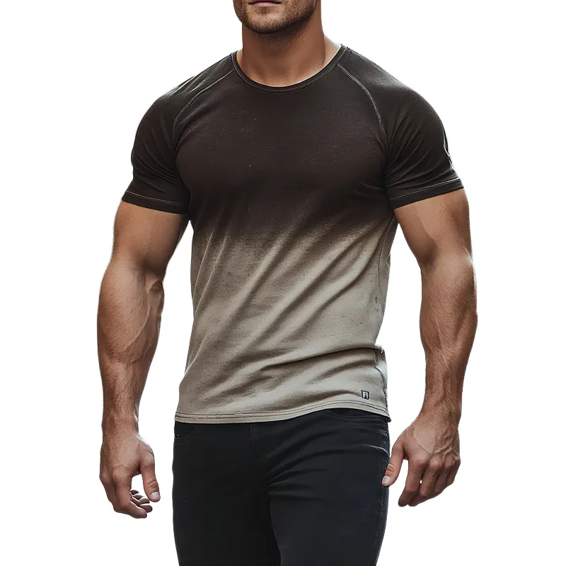 Men's Gradient Colorblock Round Neck Short Sleeve T-shirt MTA1214F4Z sold by Manly