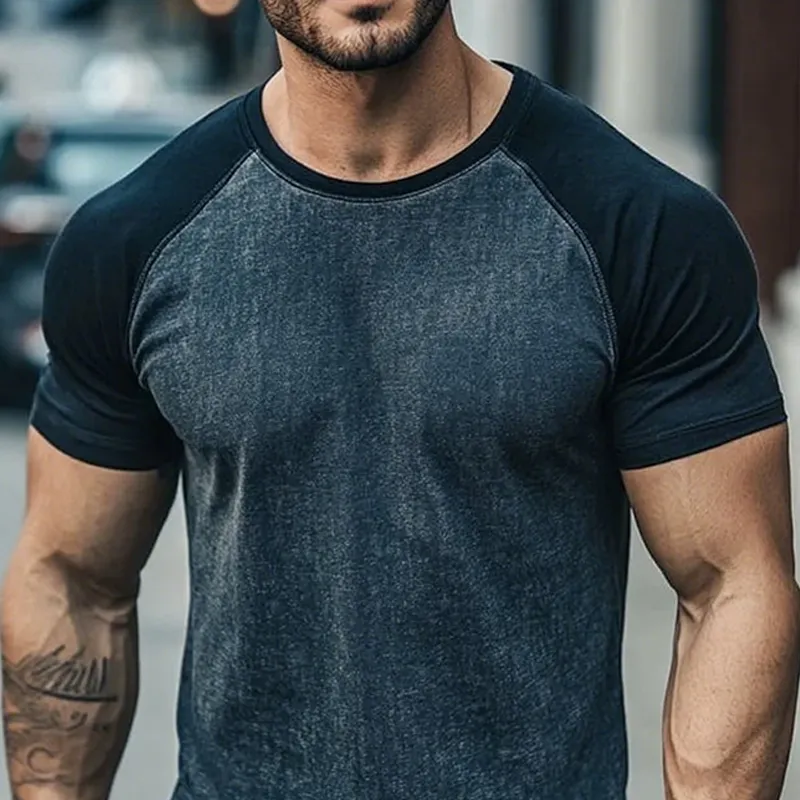 Men's Colorblock Round Neck Short Sleeve T-shirt MTA1217F4Z sold by Manly product image thumbnail 3
