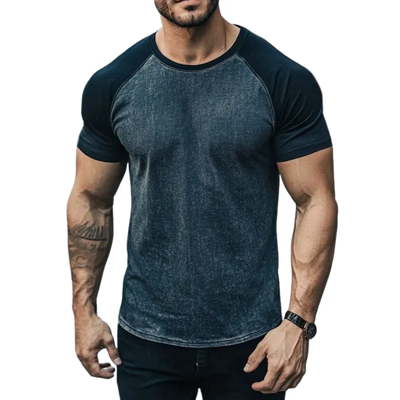 Men's Colorblock Round Neck Short Sleeve T-shirt MTA1217F4Z sold by Manly