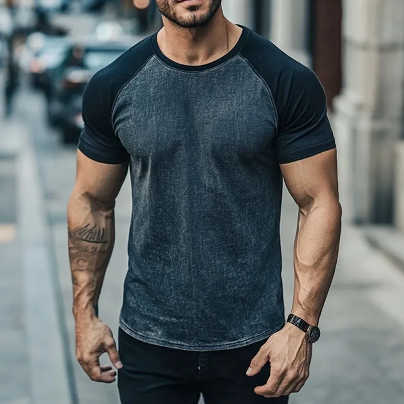 Men's Colorblock Round Neck Short Sleeve T-shirt MTA1217F4Z sold by Manly product image thumbnail 2