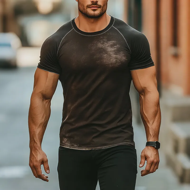 Men's Print Round Neck Short Sleeve T-shirt MTA1203F5Z sold by Manly product image thumbnail 2