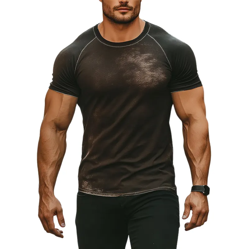 Men's Print Round Neck Short Sleeve T-shirt MTA1203F5Z sold by Manly
