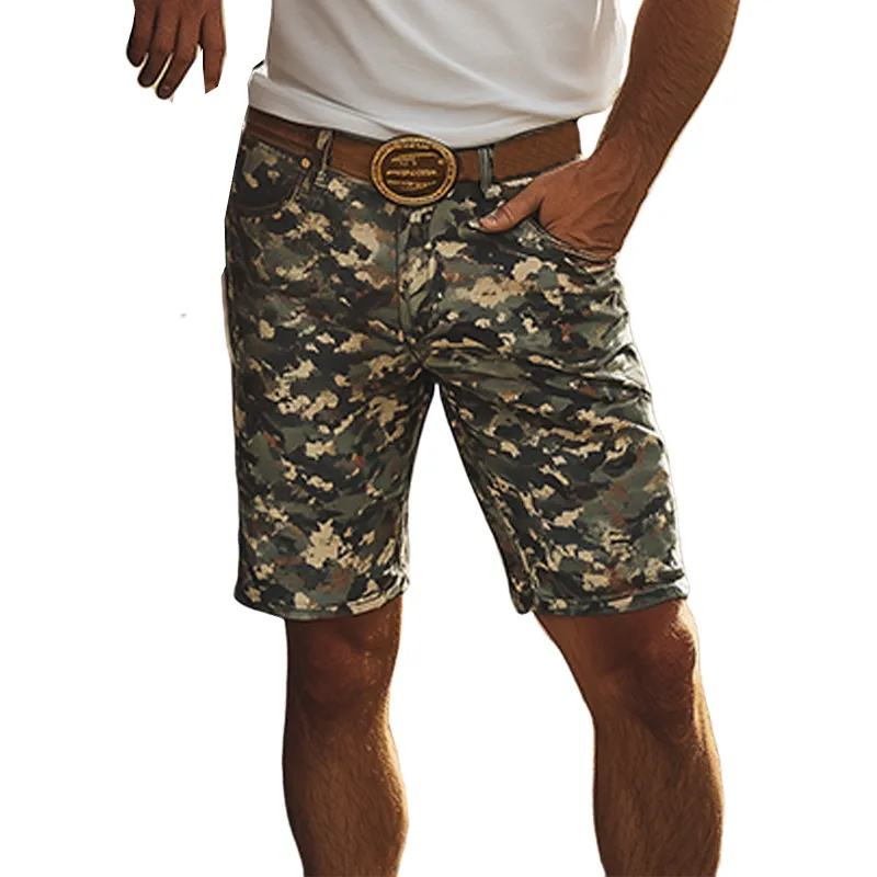 Men's Fashion Casual Western Tough Style Thin Suede Camouflage Print Shorts MTA1258F4K sold by Manly