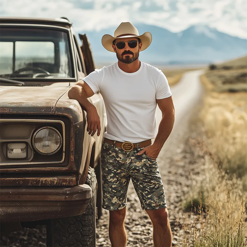 Men's Fashion Casual Western Tough Style Thin Suede Camouflage Print Shorts MTA1258F4K sold by Manly product image thumbnail 3