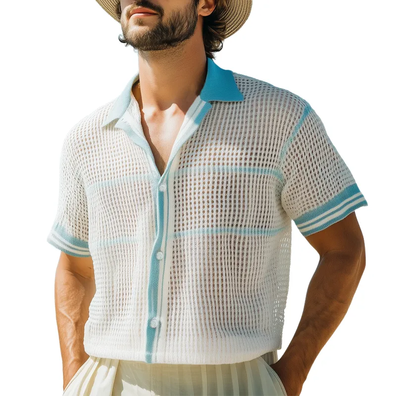 Men's Summer Breathable Mesh Knit Short Sleeve Shirt MTA1253F2U sold by Manly