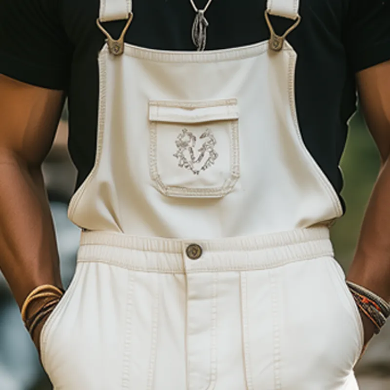 Men's Summer Retro Embroidered Tassel Overalls MTA1199F2U sold by Manly product image thumbnail 4