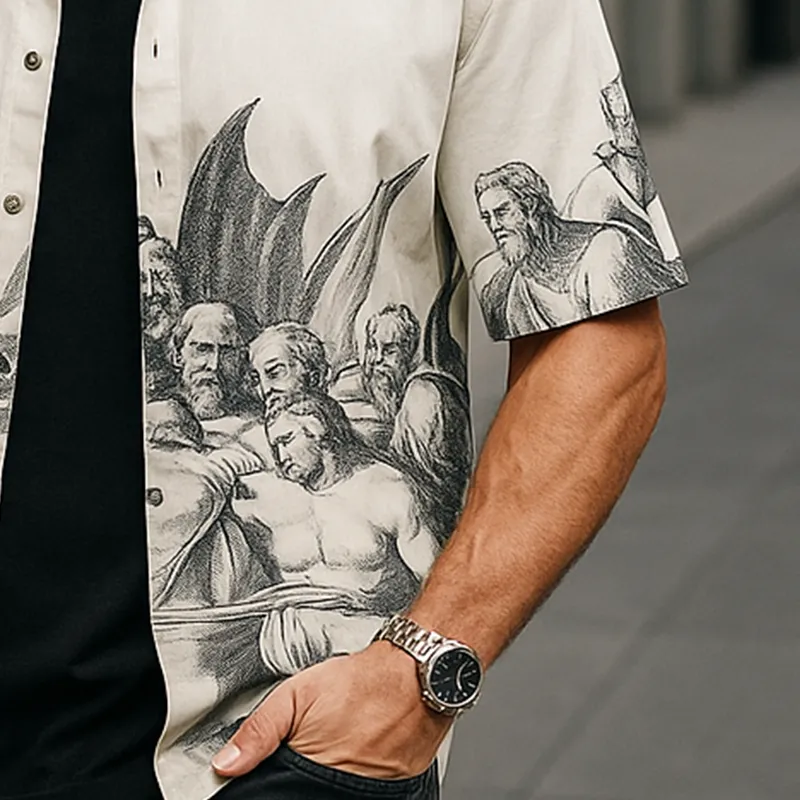 Men's Summer Fashion Printed Polyester Blended Short Sleeve Shirt MTA1262F9P sold by Manly product image thumbnail 4