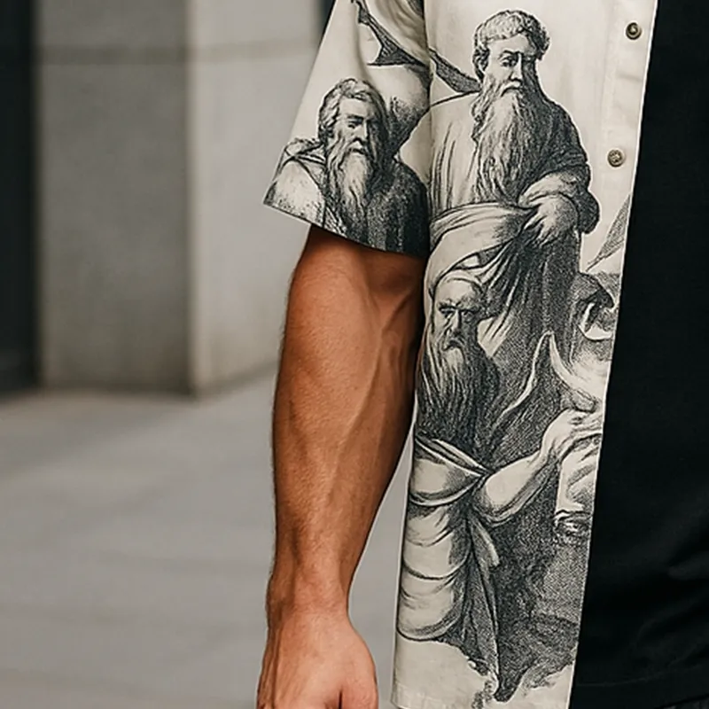 Men's Summer Fashion Printed Polyester Blended Short Sleeve Shirt MTA1262F9P sold by Manly product image thumbnail 3