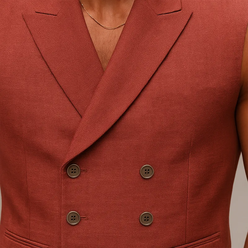 Men's Summer Fashion Slub Linen Vest MTA1279F1P sold by Manly product image thumbnail 3