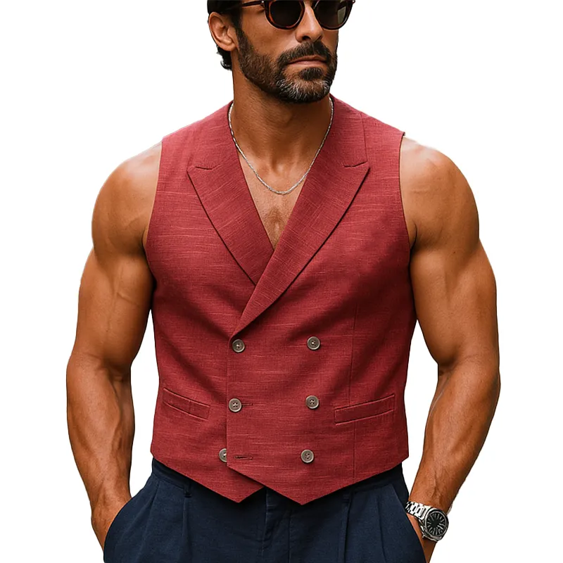 Men's Summer Fashion Slub Linen Vest MTA1279F1P sold by Manly