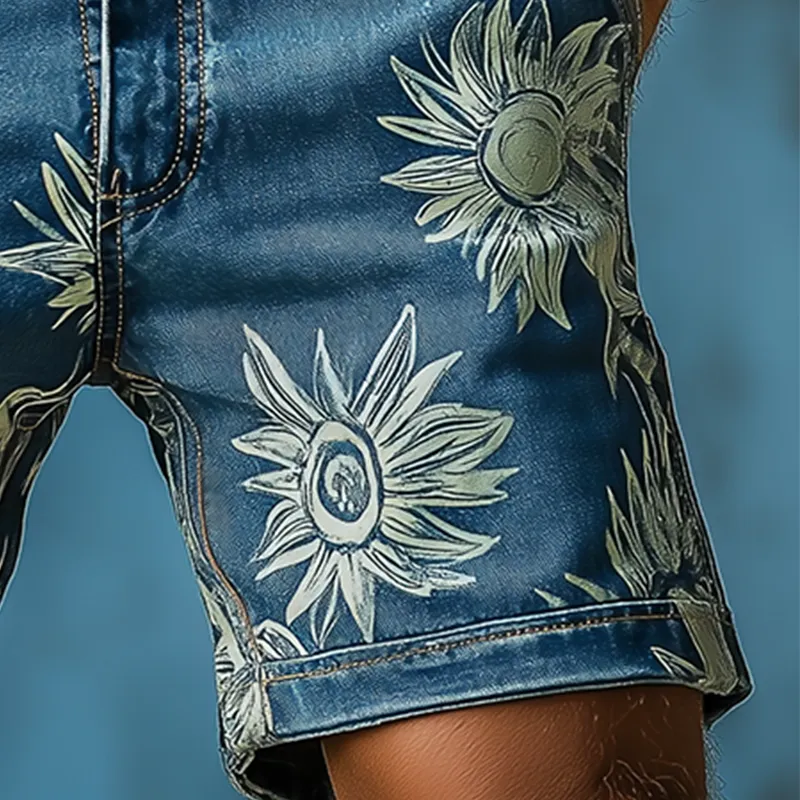 Men's Summer Fashion Printed Washed Denim Shorts MTA1105F8P sold by Manly product image thumbnail 5