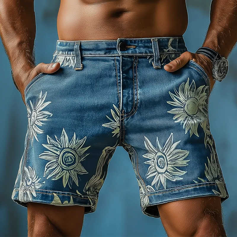 Men's Summer Fashion Printed Washed Denim Shorts MTA1105F8P sold by Manly product image thumbnail 2