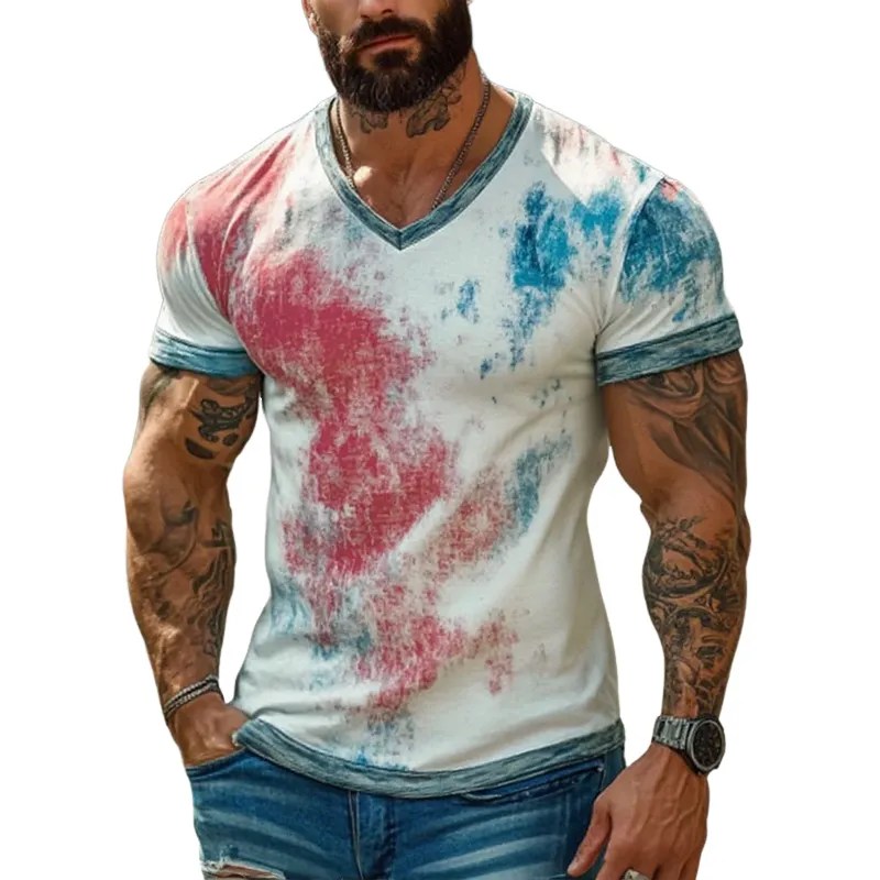 Men's Graffiti V Neck Short Sleeve Casual T-shirt MTA1156F9Z sold by Manly