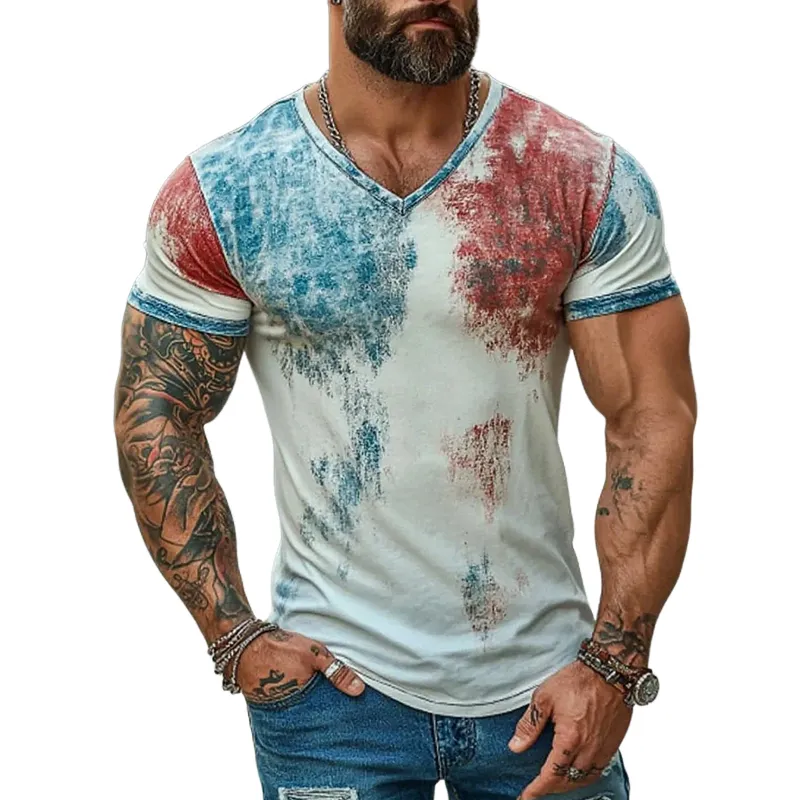 Men's Graffiti V Neck Short Sleeve Casual T-shirt MTA1138F9Z sold by Manly
