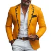 Men's Spring and Summer Thin Fashion Casual American Retro Western Tough Style Cotton And Linen Embroidery Slim Fit Single-breasted Blazer MTA1654F6K sold by Manly