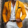 Men's Spring and Summer Thin Fashion Casual American Retro Western Tough Style Cotton And Linen Embroidery Slim Fit Single-breasted Blazer MTA1654F6K sold by Manly