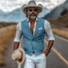 Men's Retro American Western Style Cotton And Linen Slim Fit Single Breasted Vest MTA1688F1K sold by Manly