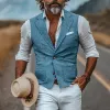 Men's Retro American Western Style Cotton And Linen Slim Fit Single Breasted Vest MTA1688F1K sold by Manly