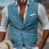 Men's Retro American Western Style Cotton And Linen Slim Fit Single Breasted Vest MTA1688F1K sold by Manly