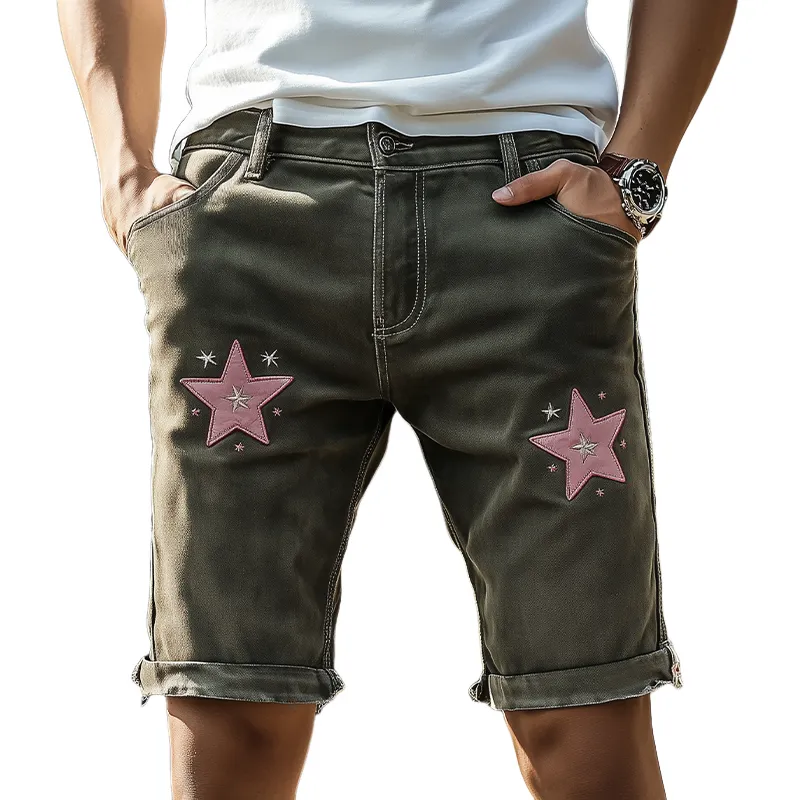 Men's Fashion Casual American Western Tough Style Washed Cotton Blended Shorts MTA1336F1K sold by Manly