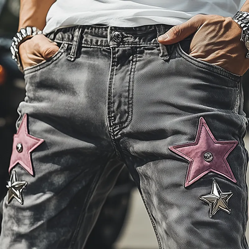 Men's Spring And Summer Fashion Casual Western American Style Western Tough Guy Style Washed Denim Shorts MTA1338F8K sold by Manly product image thumbnail 3