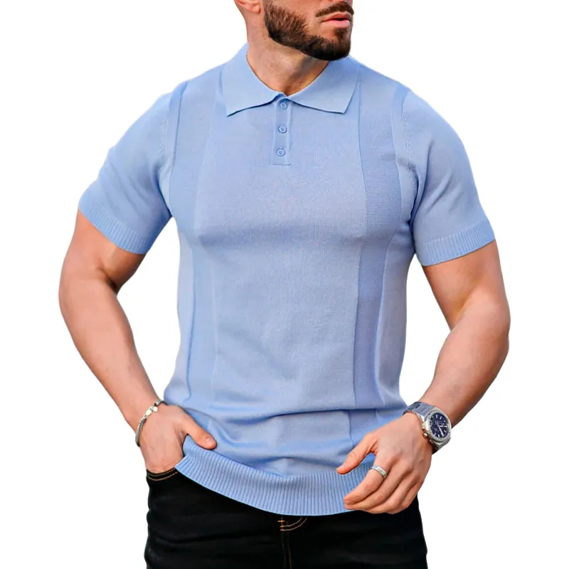 Men's Solid Color Summer Knitted Short-Sleeved Polo Shirt MTA1612F4X sold by Manly