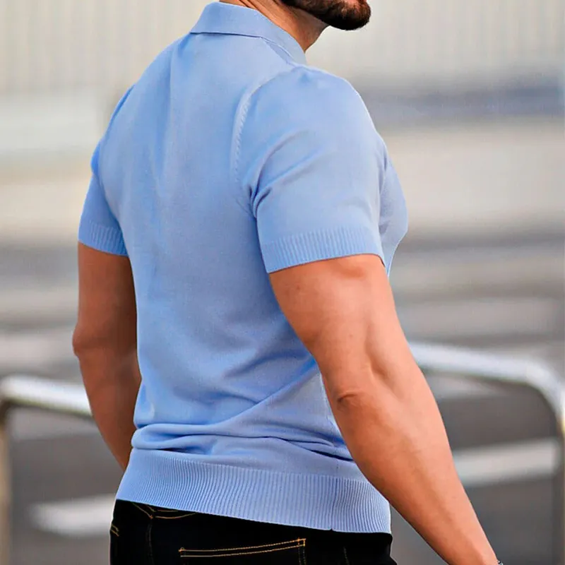 Men's Solid Color Summer Knitted Short-Sleeved Polo Shirt MTA1612F4X sold by Manly product image thumbnail 2