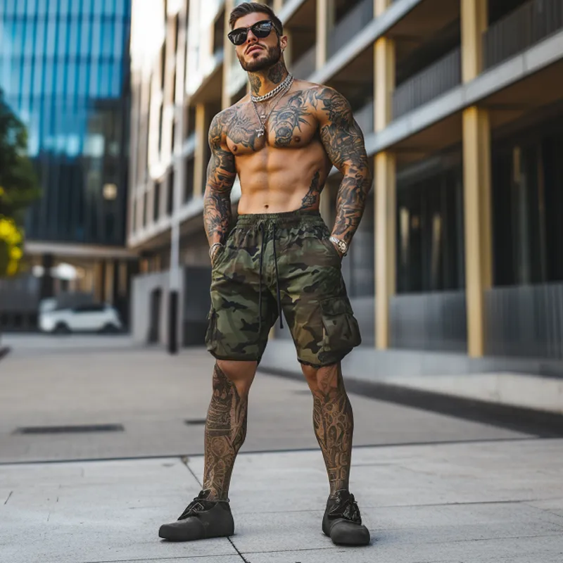 Men's Outdoor Camouflage Print Multi-Pocket Elastic Waist Cargo Shorts MTA1692F2X sold by Manly product image thumbnail 4