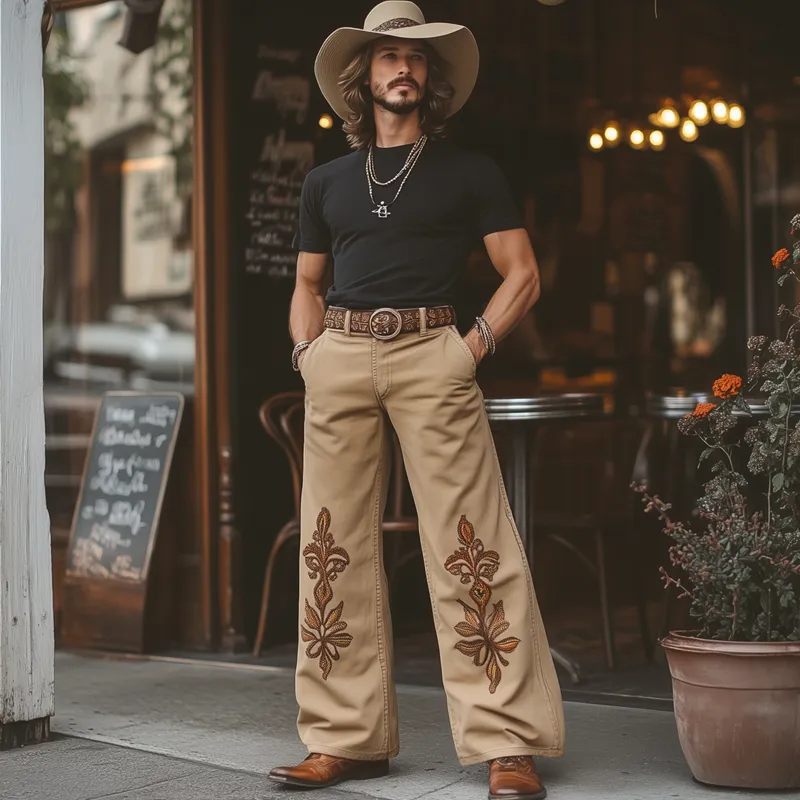 Men's Western Cowboy Style Embroidered Flared Jeans MTA1314F7U sold by Manly product image thumbnail 4