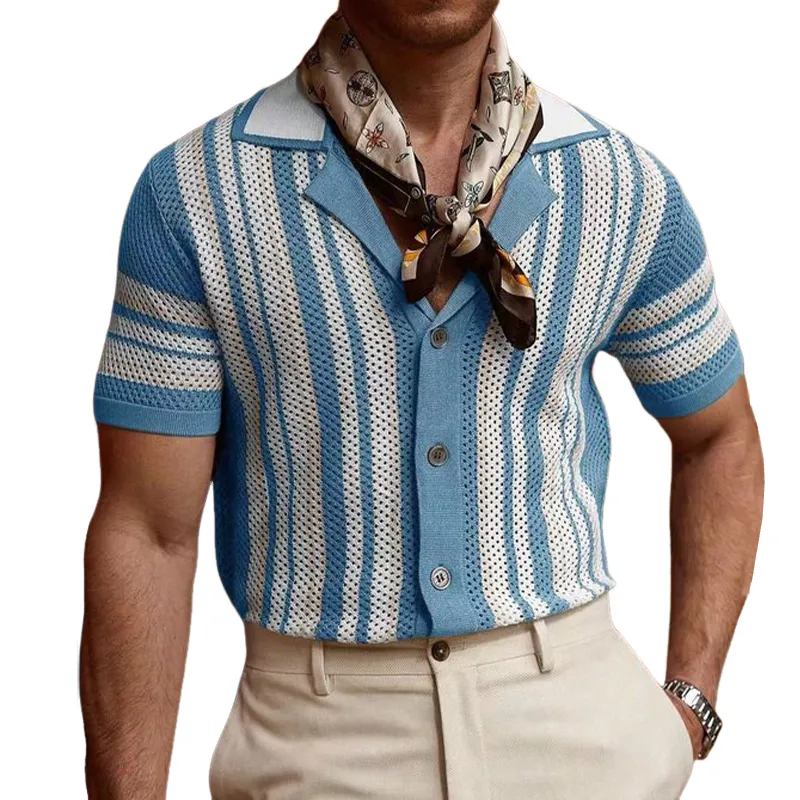 Men's Summer Colorblock Mesh Knit Short Sleeve Shirt MTA1669F7U sold by Manly