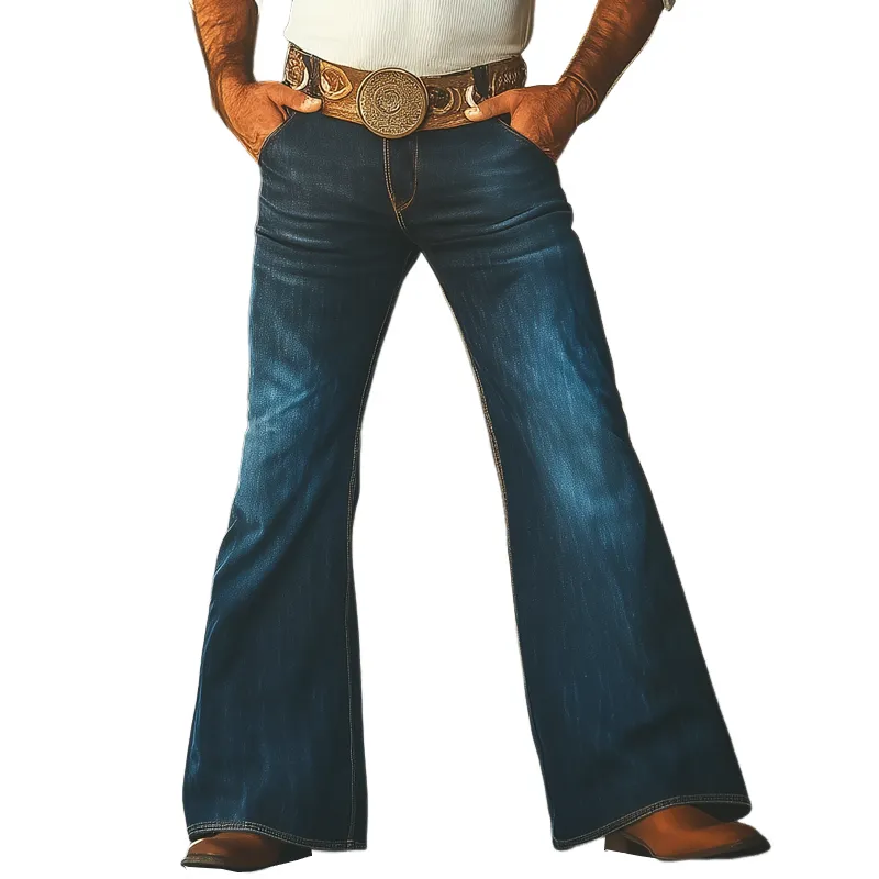 Men's Western Cowboy Style Vintage Denim Flared Pants MTA1216F0U sold by Manly