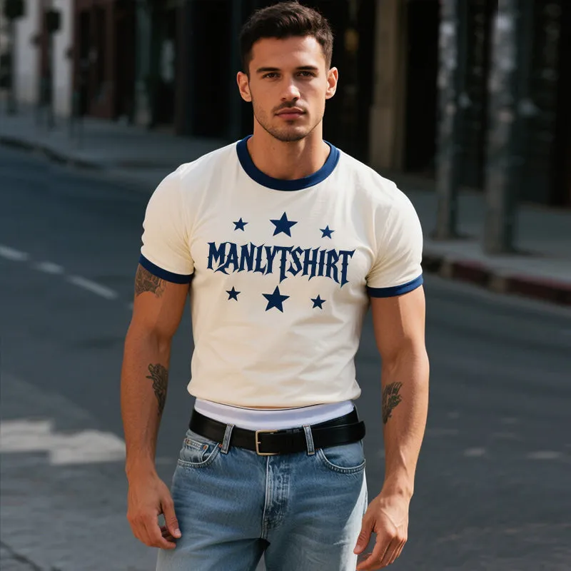 Men's Retro Casual Cotton Printed Star Round Neck Short Sleeve T-Shirt MTA2985E4TO sold by Manly product image thumbnail 3
