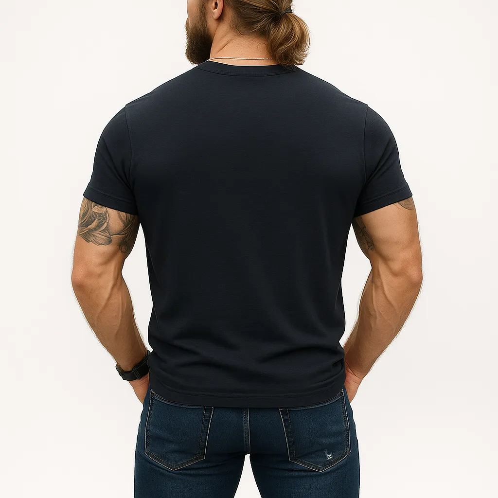 Men's Summer Fashion Simple Line Printed Cotton Short-Sleeved T-Shirt MTA1884F1P sold by Manly product image thumbnail 3